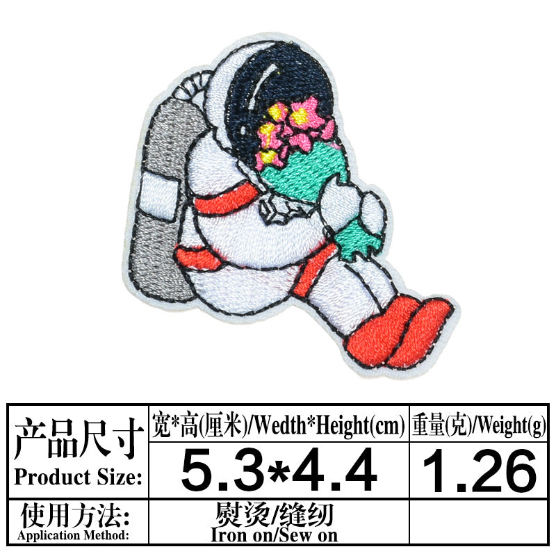 Wholesale Space Astronaut Embroidered Patch Twill Fabric DIY Craft Supply Decorative Towel Home Decor