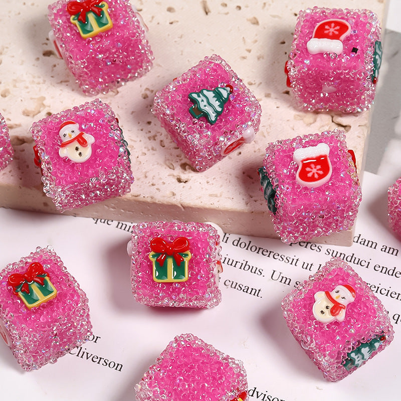 Wholesale  5pcs Christmas Sugar Square Beads DIY Bracelet Beads