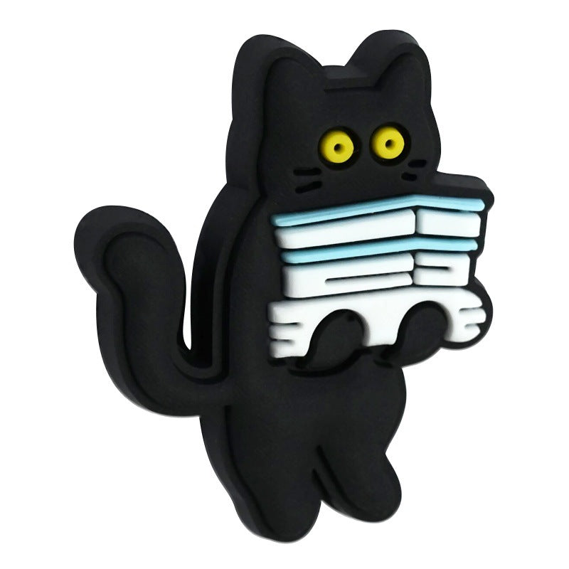 Wholesale Random 100pcs Creative Cartoon Black Cat Shape Pvc Soft Glue Beads