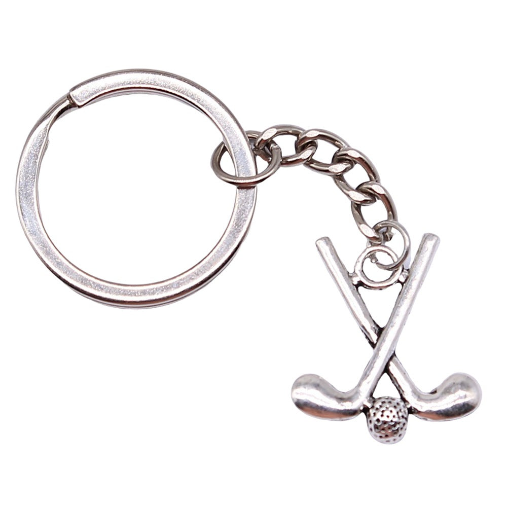 Wholesale 10PCS Simple Golf Club Pendant Metal Keychain