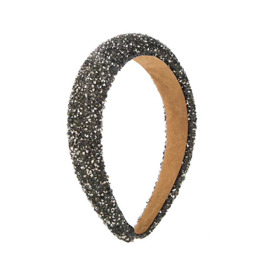 Wholesale New fashion hair pressure non-slip pure handmade sponge wide edge inlaid small rhinestone increased cranial top hair accessories women's headband