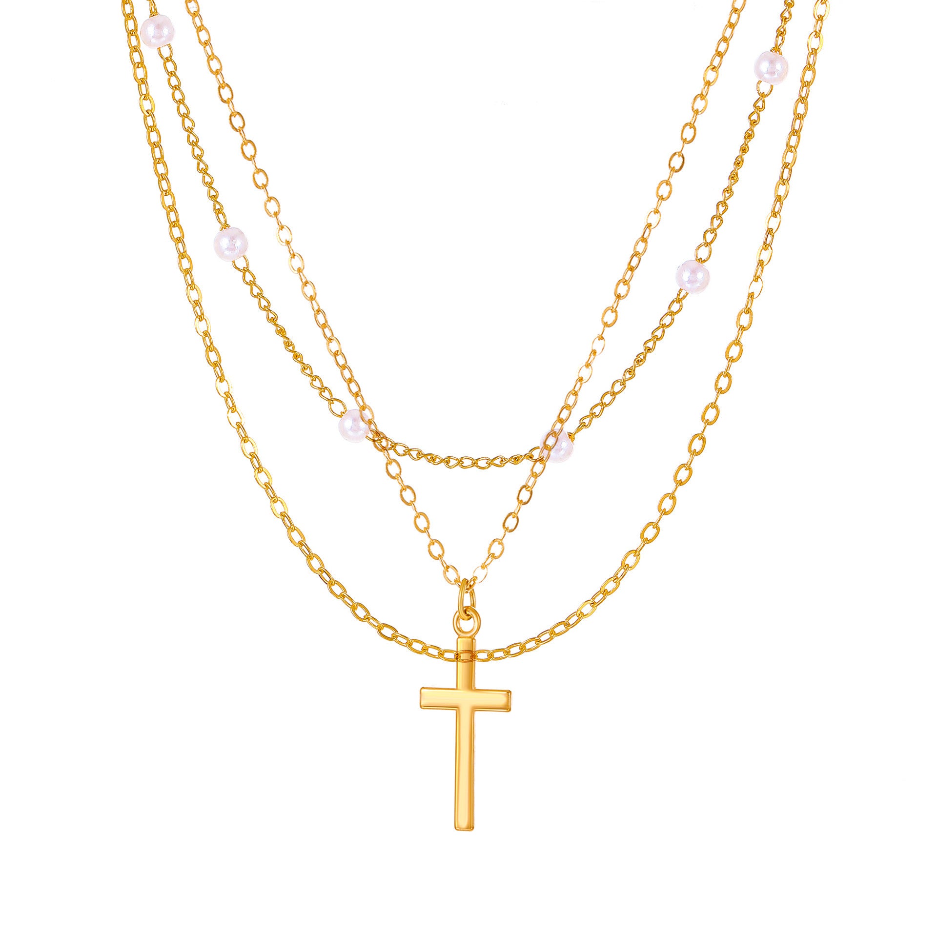 Wholesale Female Cross Creative Design Geometric Lockbone Punk Hip-hop Necklace Chain