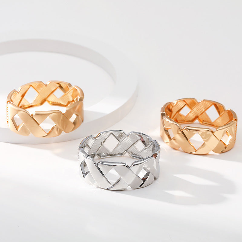 Wholesale X-shaped Design Hollow Widened Bracelet