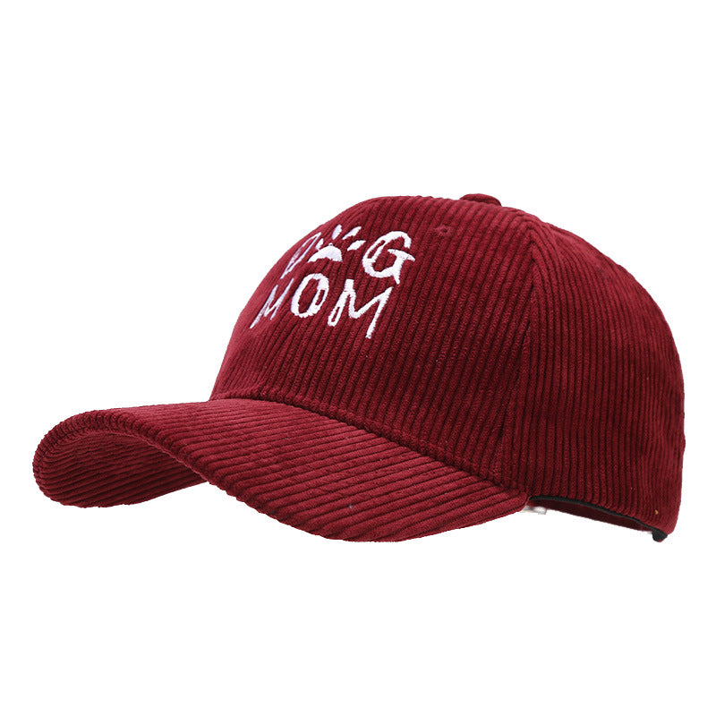 Wholesale DOG MOM Embroidered Corduroy Baseball Caps
