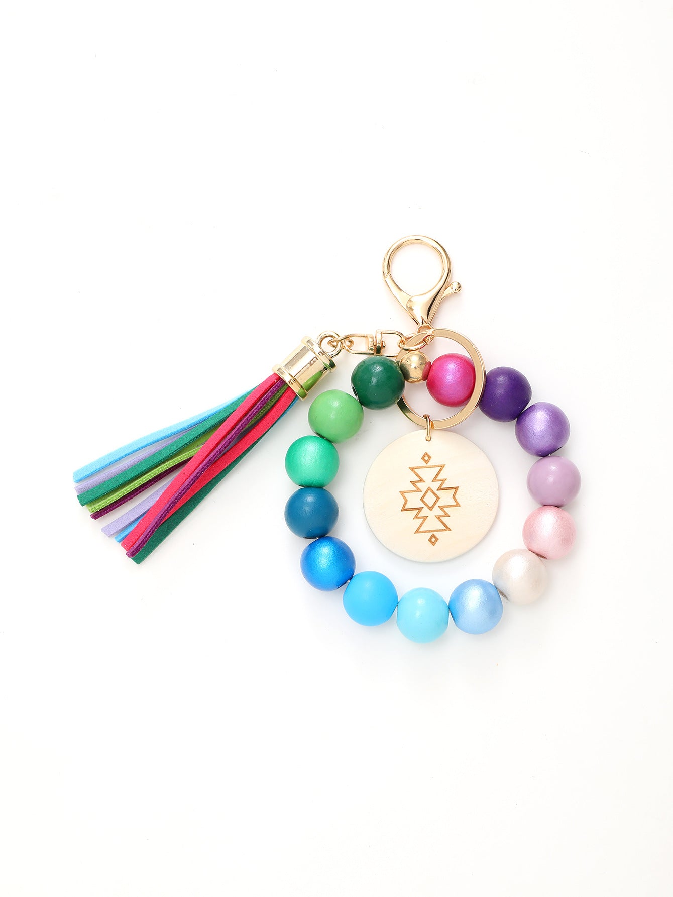 Wholesale Colorful Wooden Beads Tassel Wood Pendant Bracelet Keychain