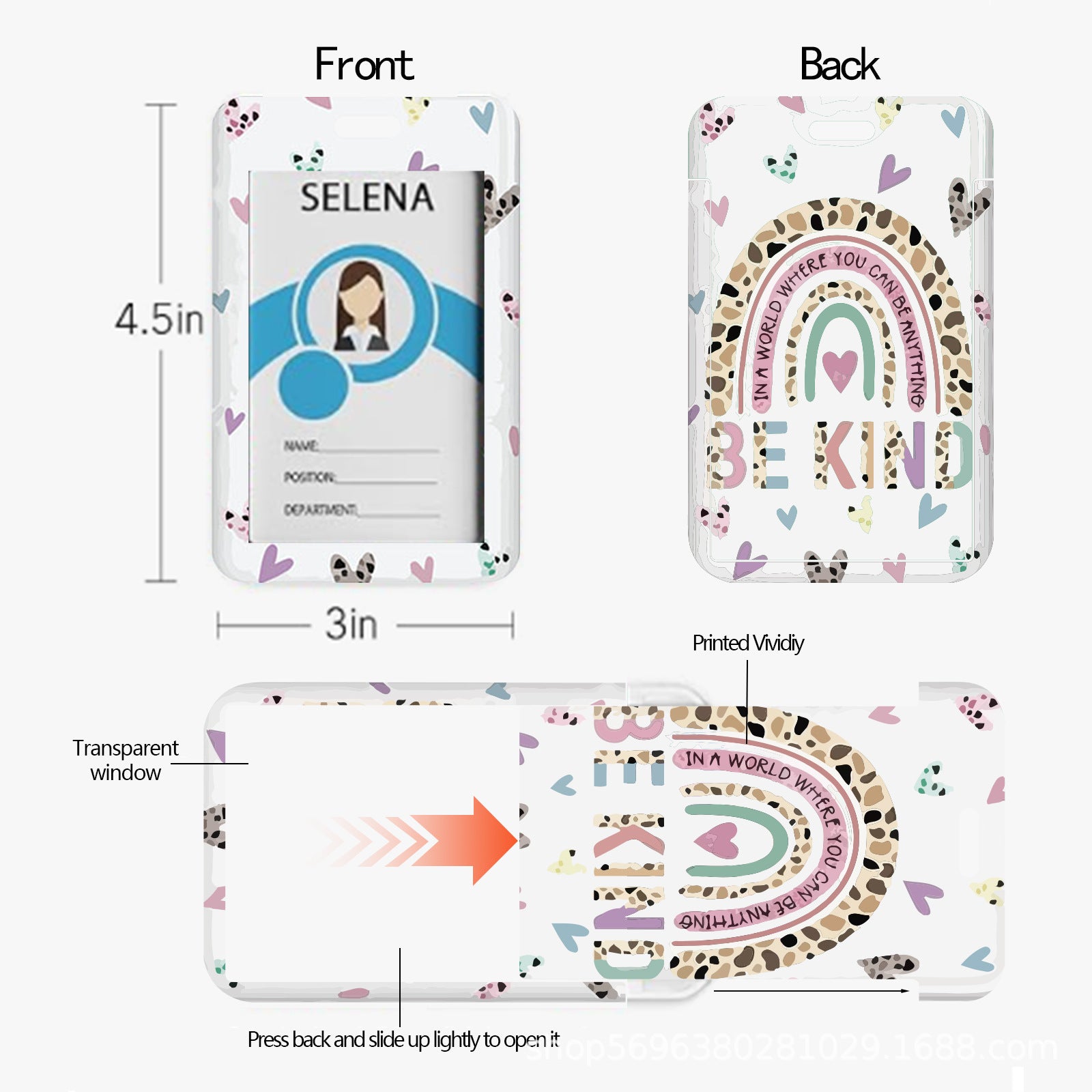 Wholesale Hand Painted Rainbow Printed Acrylic Beaded Badge Scroll Card Holder Keychain