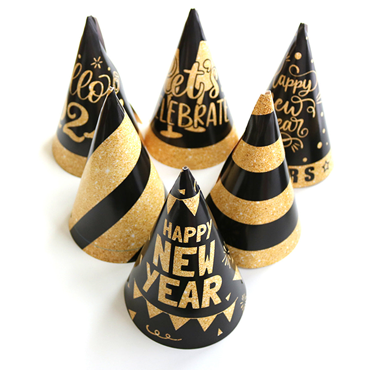 Wholesale New Year Party Black Gold Paper Hats