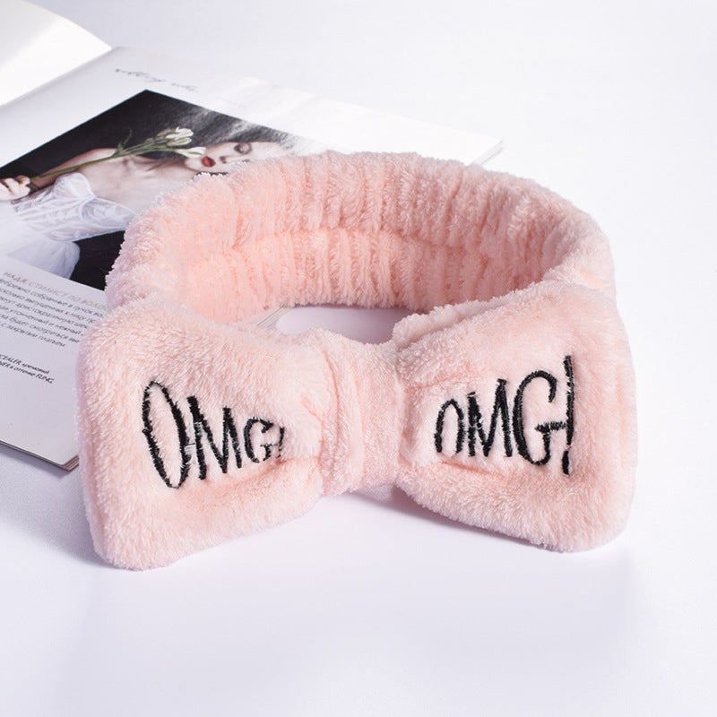 Wholesale Flannel Face Wash Makeup Bow Knot Plush Headband