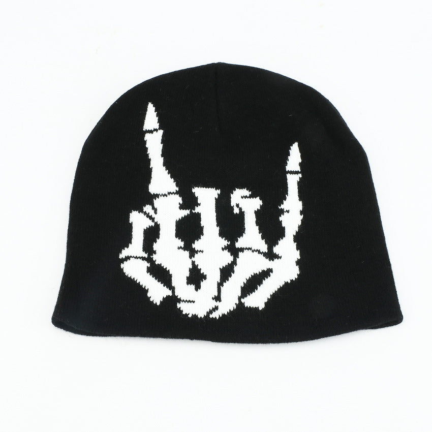 Wholesale Graffiti Knit Hat Autumn Winter Warm Skull Gesture Beanie Hat