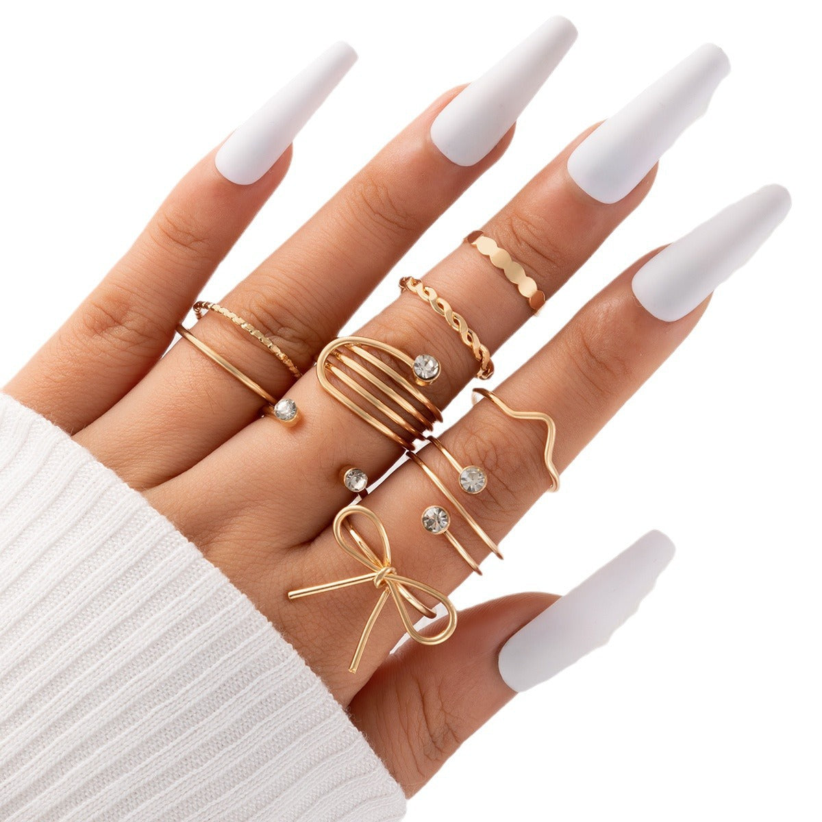 Wholesale Cool style multi-piece set of plain rings
