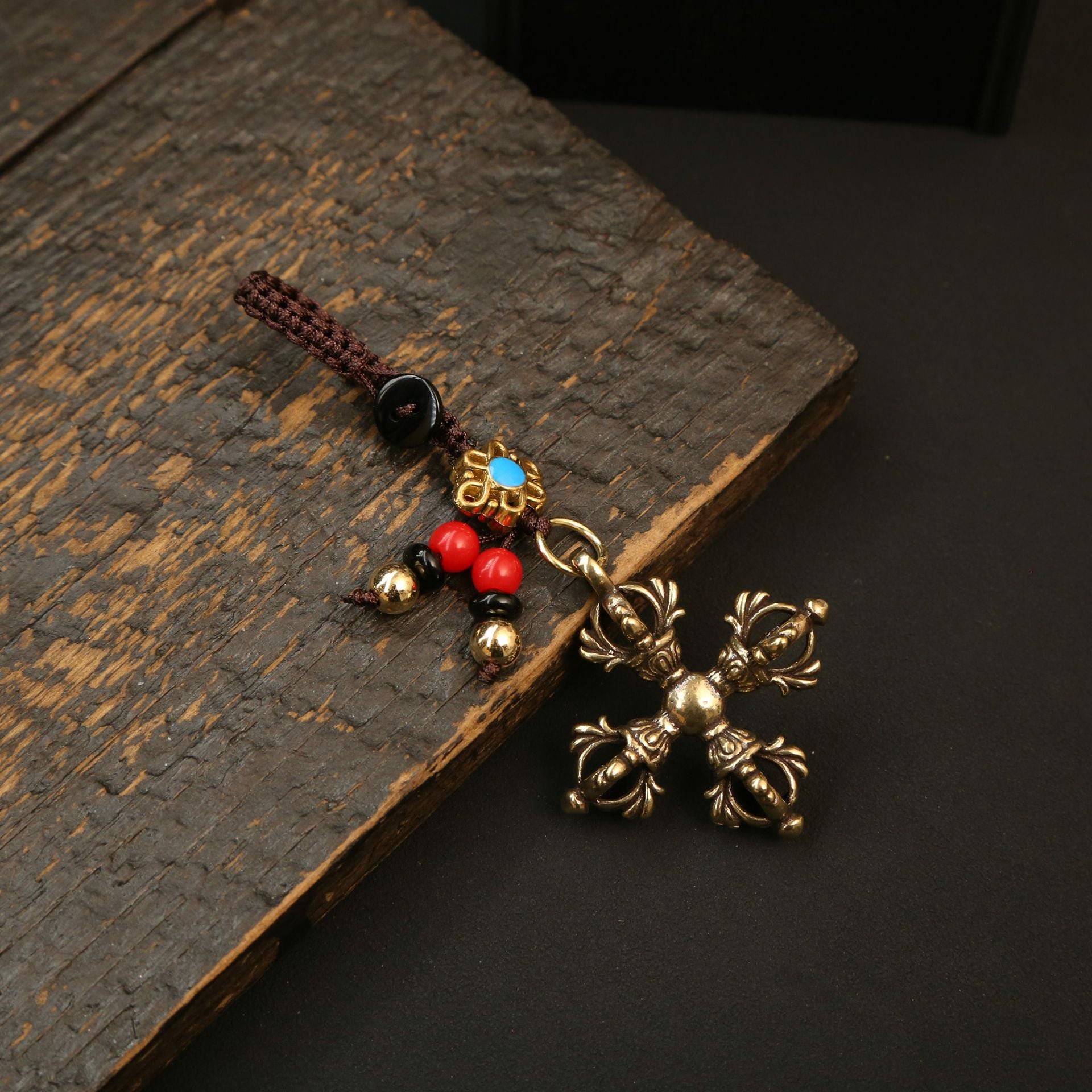 Wholesale Brass Cross Lotus Vajra Pendant Copper Craftsmanship