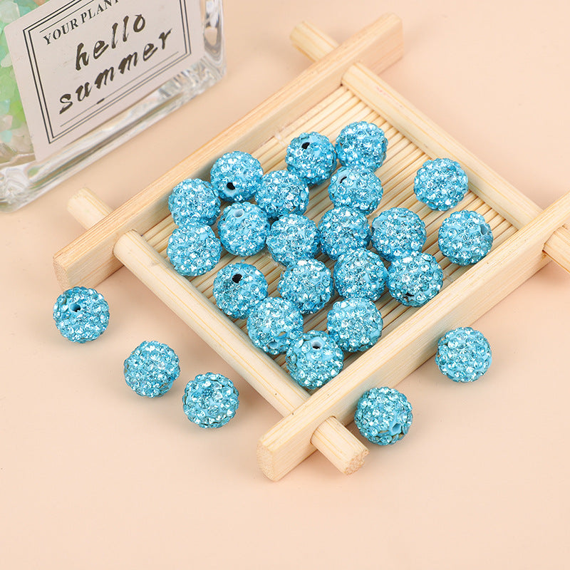 Wholesale10PCS Straight Hole Clay Drill Ball Beads DIY Hand Rhinestones Beads