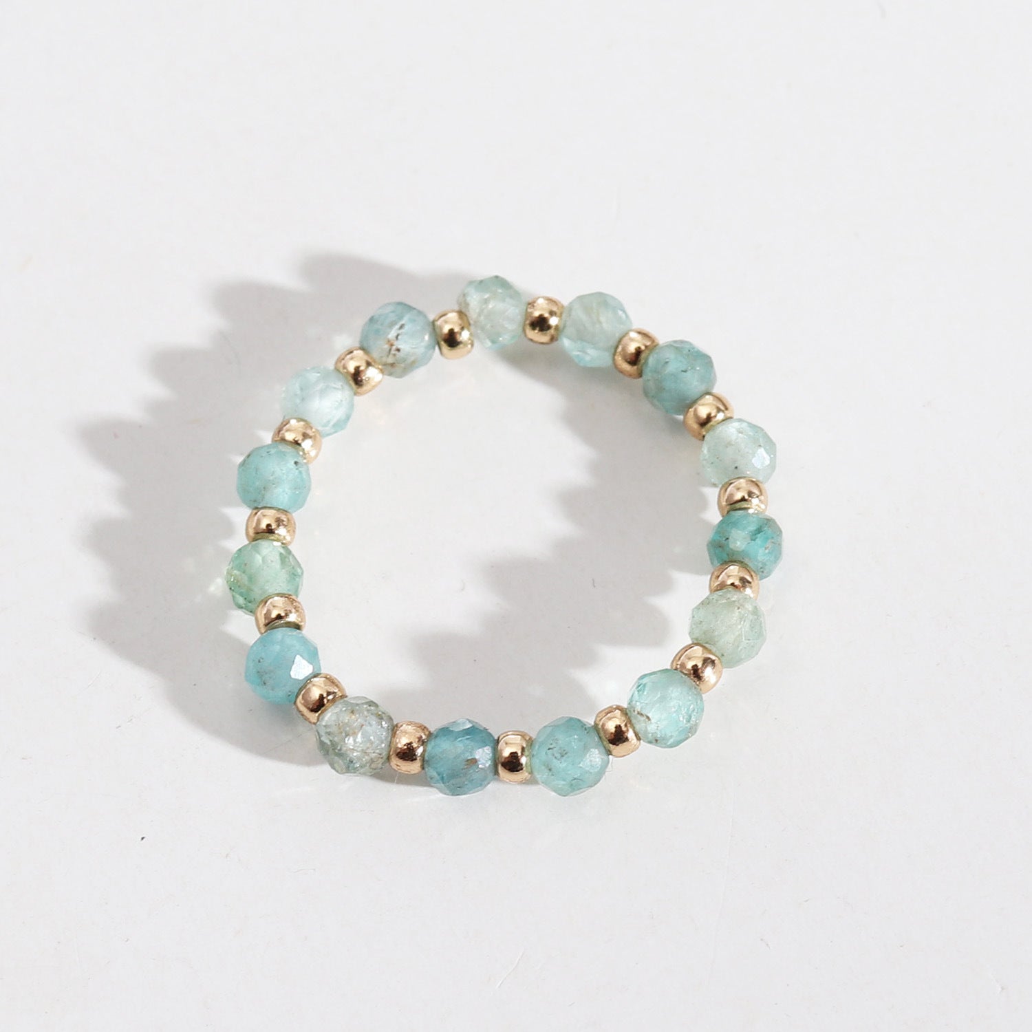 Wholesale Trendy Natural Tourmaline Faceted Beaded Stretch Line Statement Ring