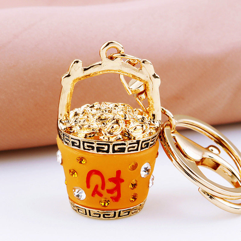 Wholesale Metal Pink Rhinestone Lucky Bag Keychain Chinese Style Car Key Accessory For Women Gift