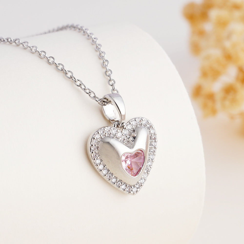 Wholesale Luxury Heart Flower Niche Temperament  Necklace