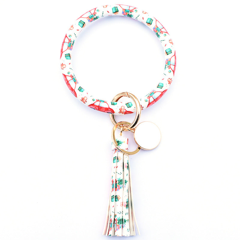 WholesalePU Leather Tassel Bracelet Keychain