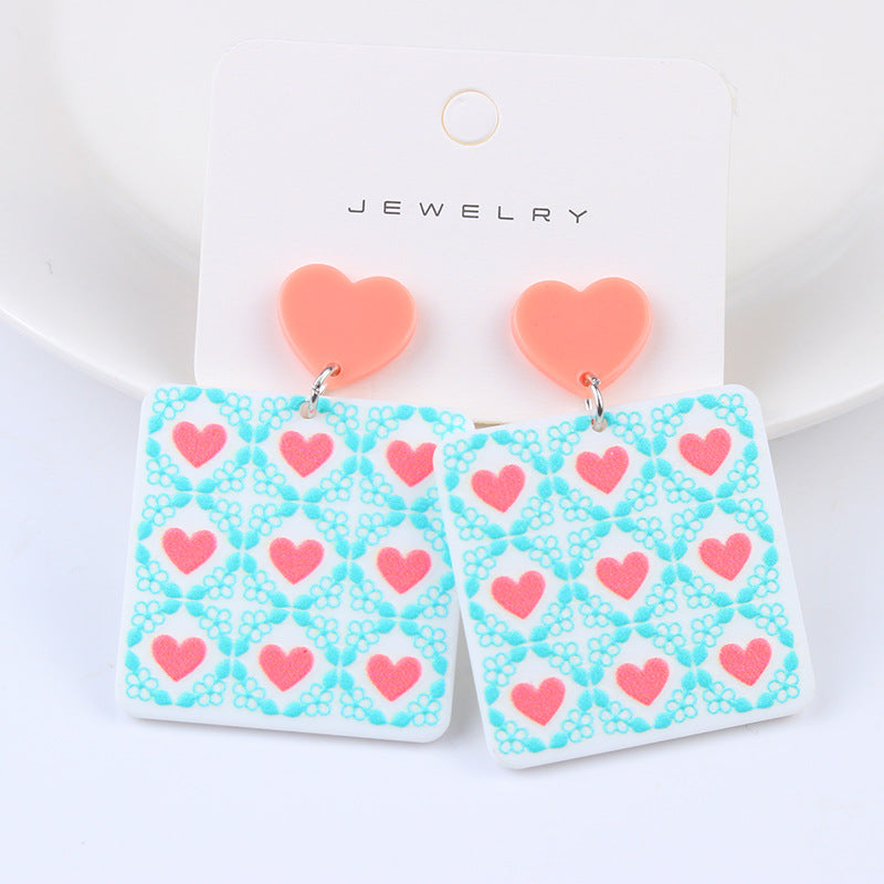 Wholesale Valentine's Day Heart Acrylic Earrings