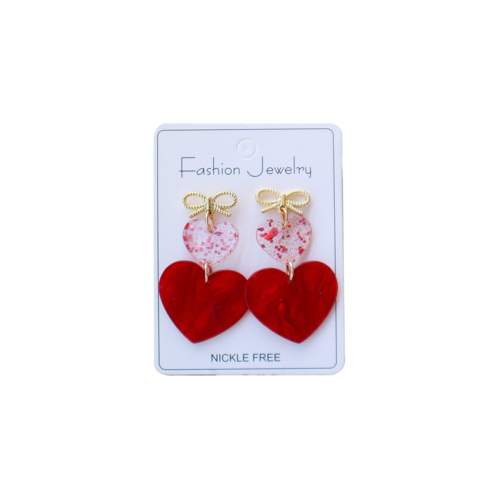 Wholesale Valentine' s Day Red Water Pattern Starry Sky Peach Heart Acrylic Earrings