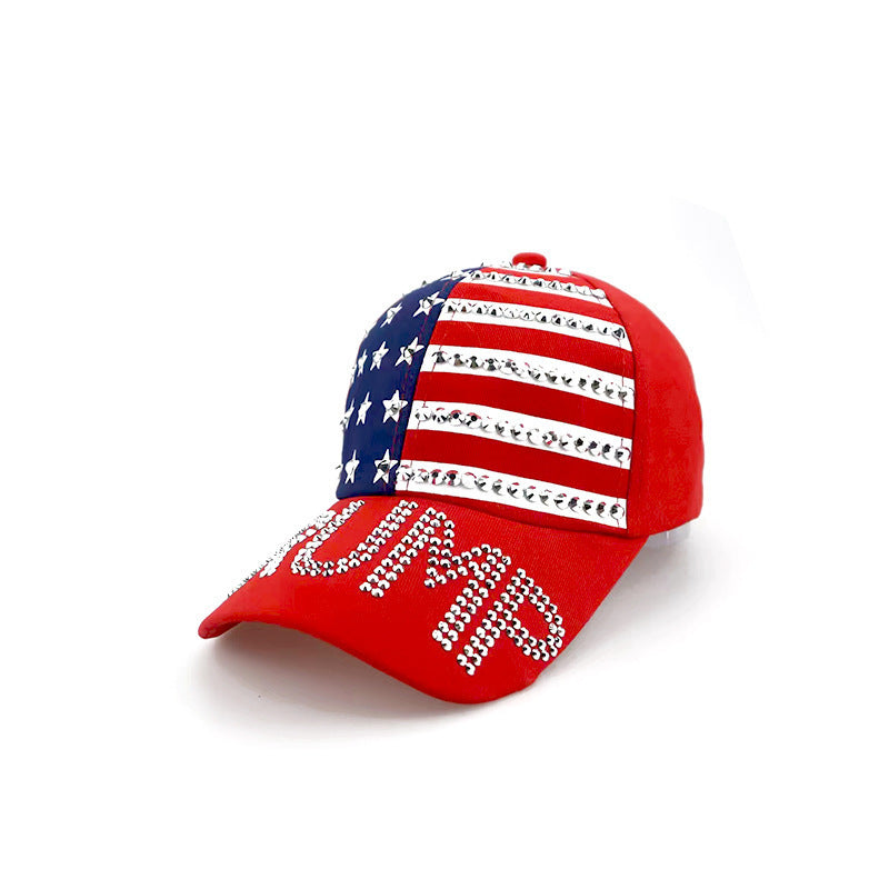 Wholesale New Baseball Cap Flag Denim Diamond-encrusted Election Event Cap Sunshade Sunscreen Cap Tide Cap