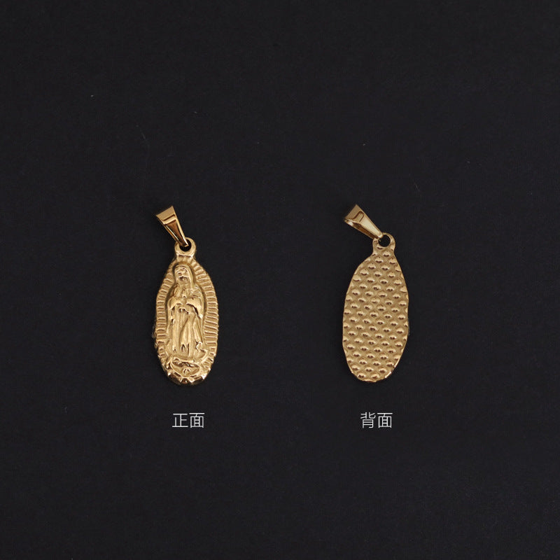 Wholesale Portrait Coin Cross Peach Heart Vintage Necklace