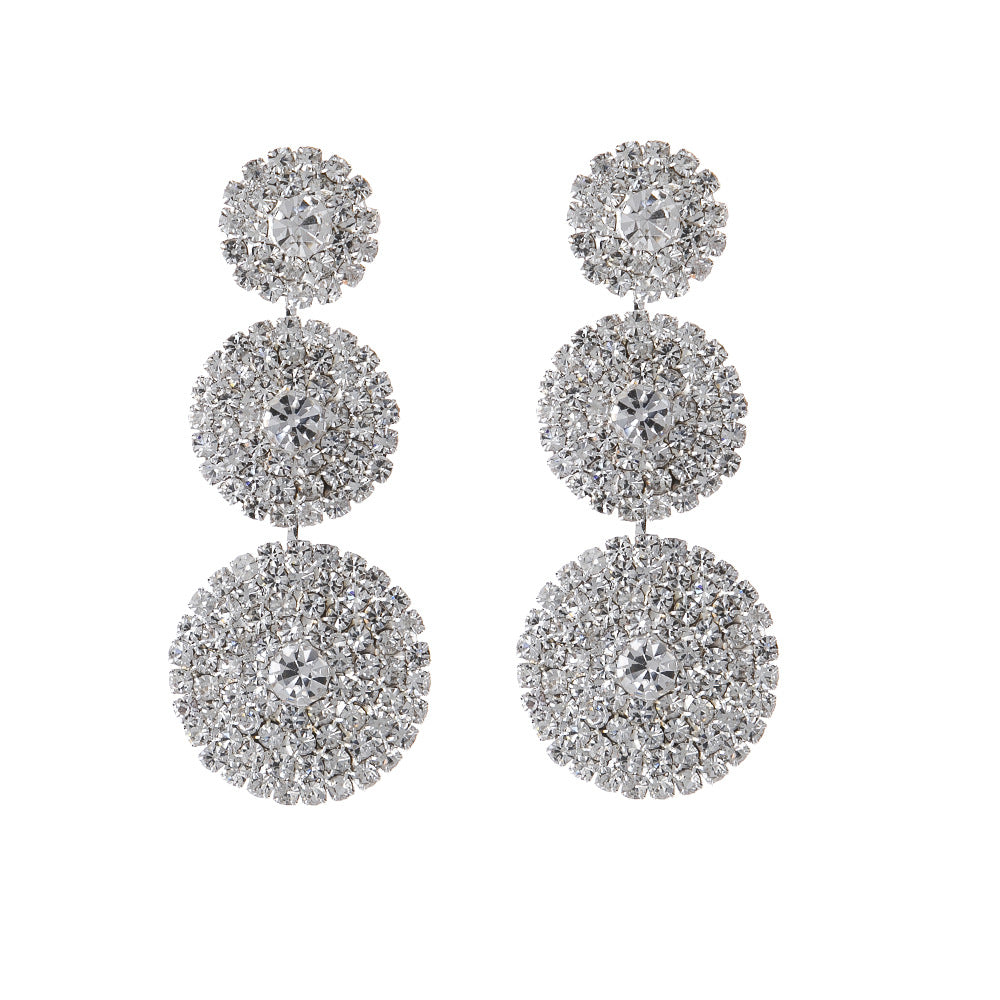 Wholesale Niche Design Snake-shaped Snake Head Full of Diamonds Multi-layer Round Dangling Earrings