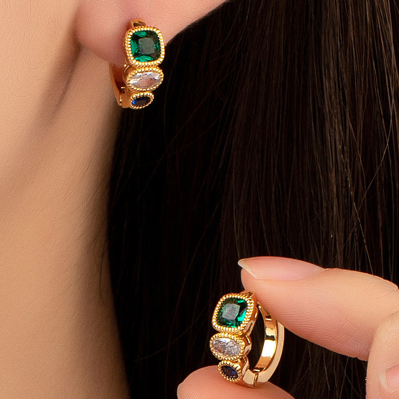 Wholesale Emerald Zircon Earrings