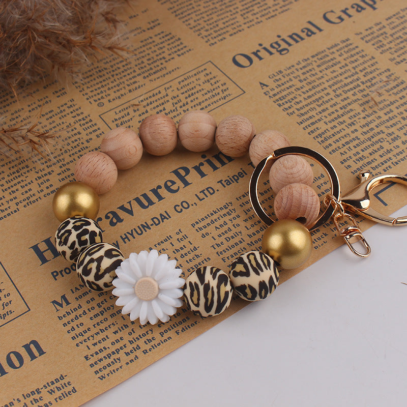Wholesale -shaped Silicone Bead Wristlet Keychain