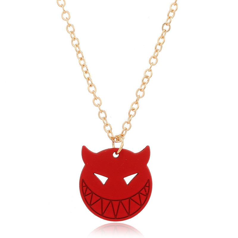 Wholesale Retro Exaggerated Ghost  Ghost Mask  Necklace