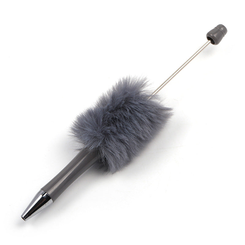 Wholesale 5pcs Creative DIY Plush Multi colored Ball Beads Plastic Rotating Ballpoint Pen