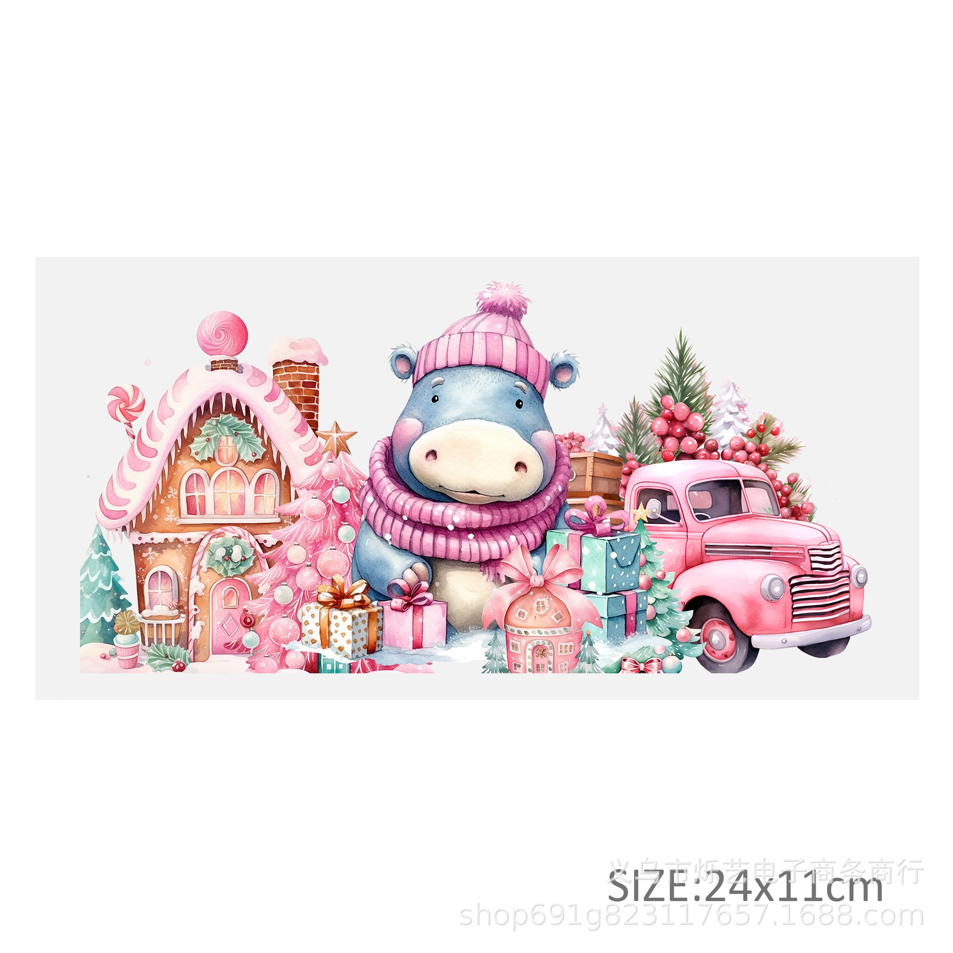 Wholesale Cute Animal Christmas Pink 16oz Cup UV DTF Wraps