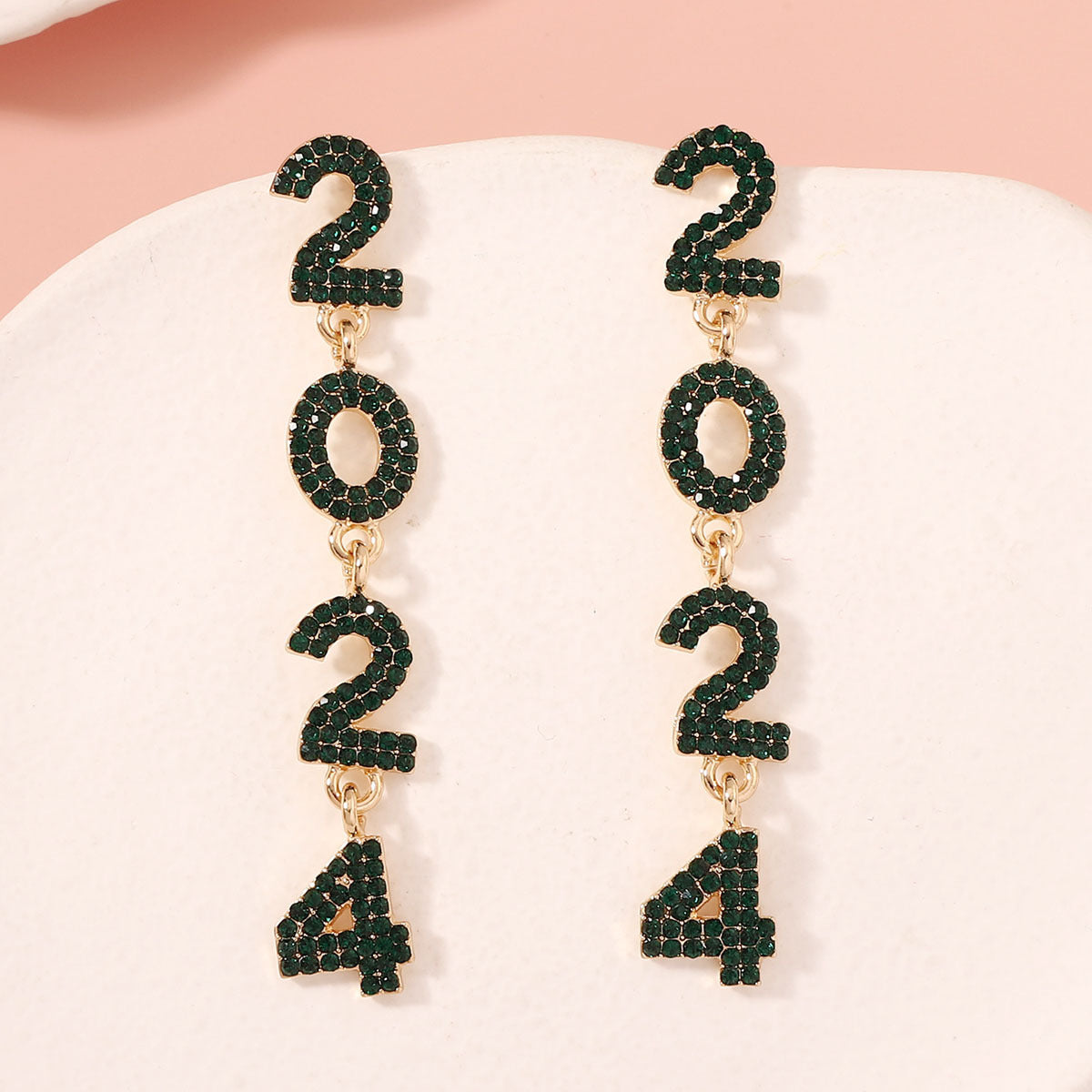 Wholesale 2024 Full Diamond Digital Zinc Alloy Earrings