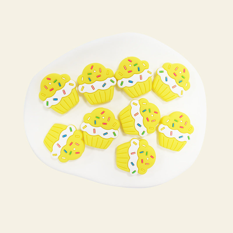 Wholesale 10pcs/pack cute little cake beaded pen beads silicone decorative accessories DIY beads