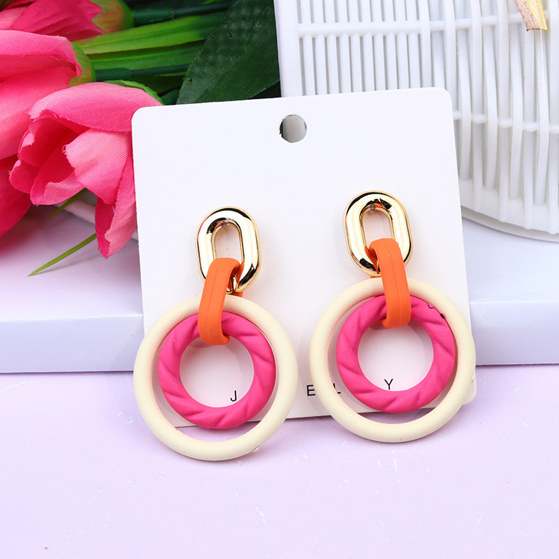 Wholesale Geometric Circle Contrasting Color Candy Color Acrylic Earrings