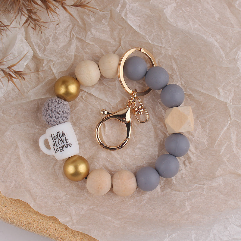 Wholesale Silicone Cup   Bracelet Teacher' s Day Wristlet Keychain