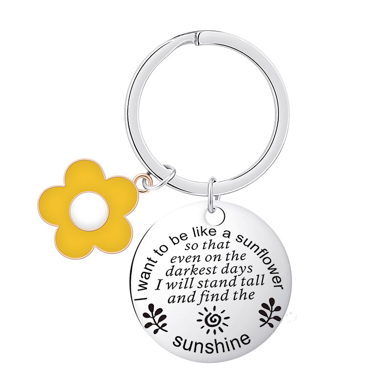 Wholesale Sunflower Inspirational Stainless Steel Keychains