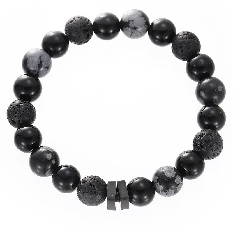 Wholesale Black Onyx Alabaster Couple Titanium Steel Bracelet