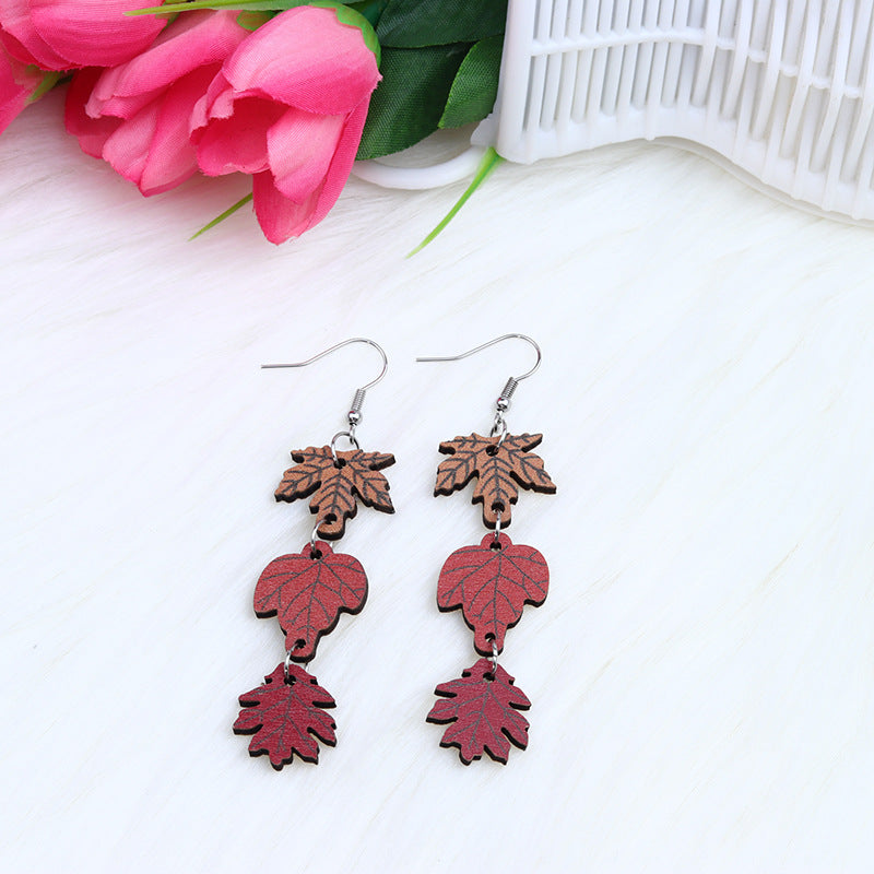 Wholesale MOM Love Dog Claw Wooden Earrings