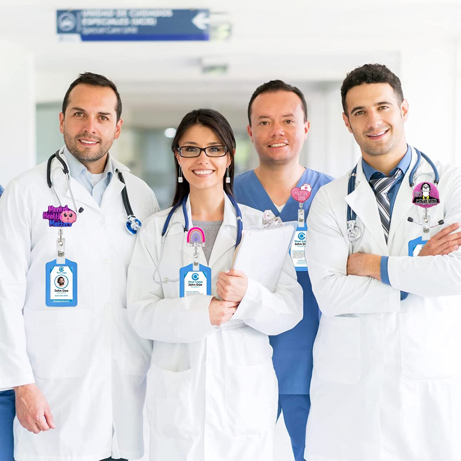 Wholesale Badge Reels Glitter Love Rainbow Medicine Bottle Badge Scroll ABS Retractable Keychain