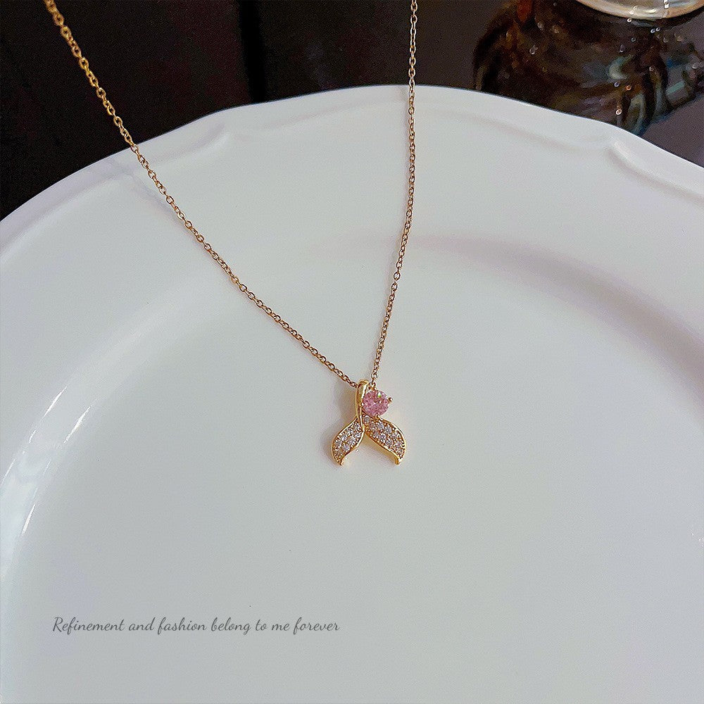 Wholesale 18K Gold Plated Titanium Steel Geometric Rhombus Necklace Clavicle Chain