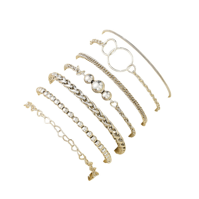 Wholesale Simple ins double ring chain bracelet 7-piece set