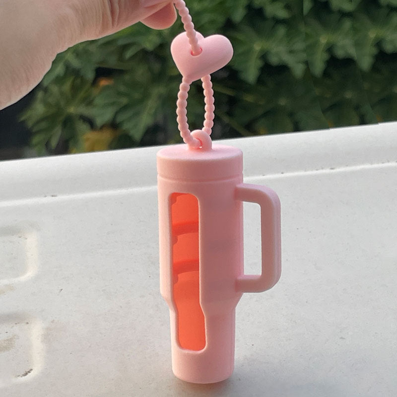 Wholesale Lipstick case silicone protective case bow lipstick bag keychain