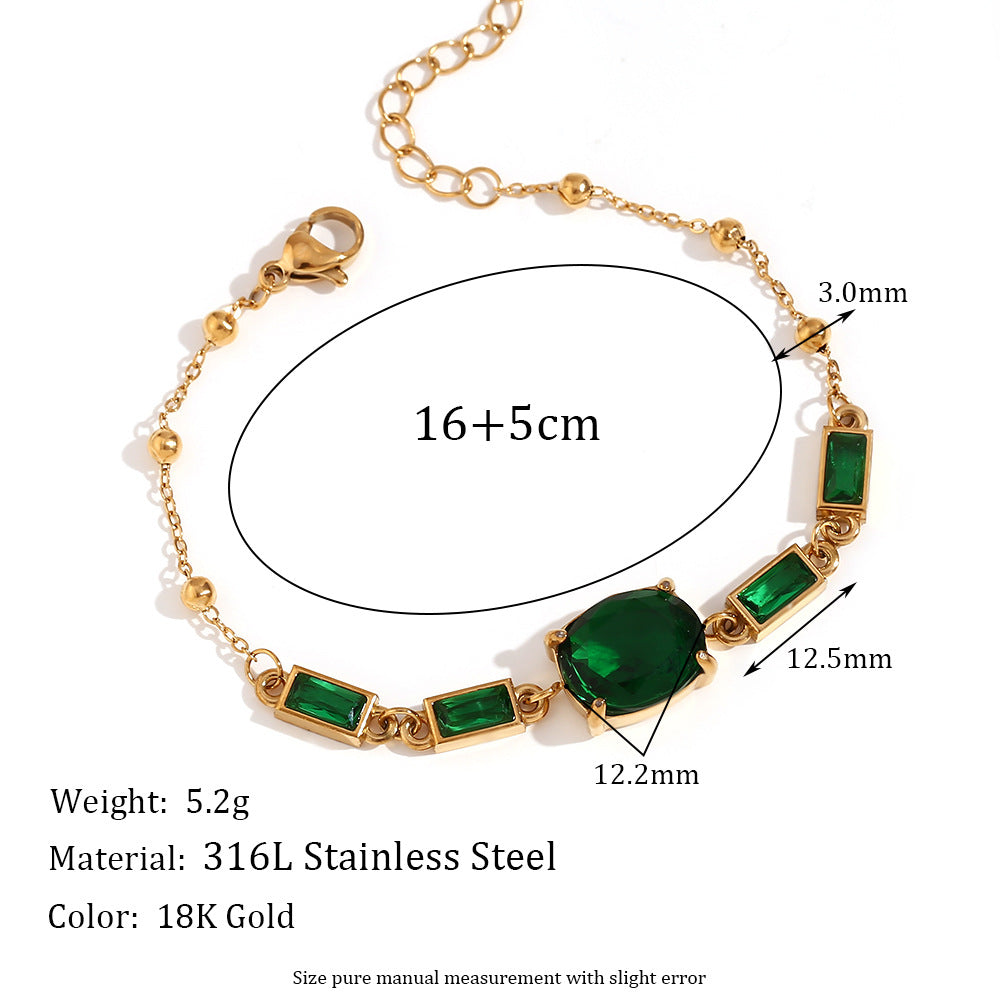 Wholesale Gold micro-inlaid natural stone devil's eye Stainless Steel Bracelets