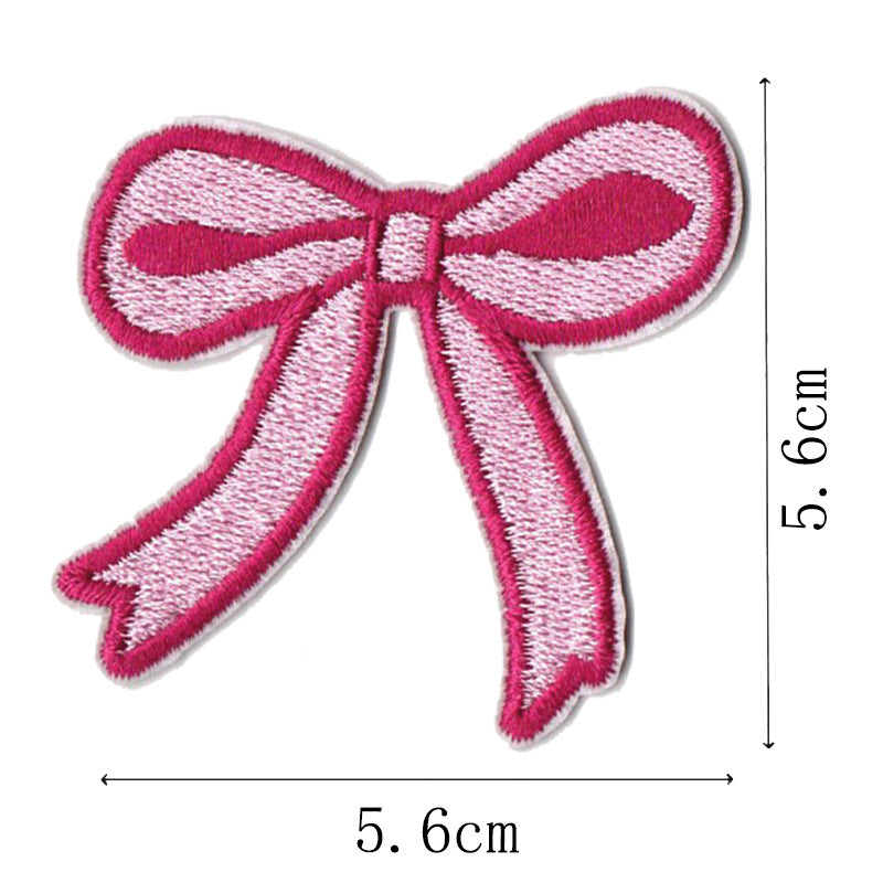 Wholesale Pink bow embroidery DIY Patches