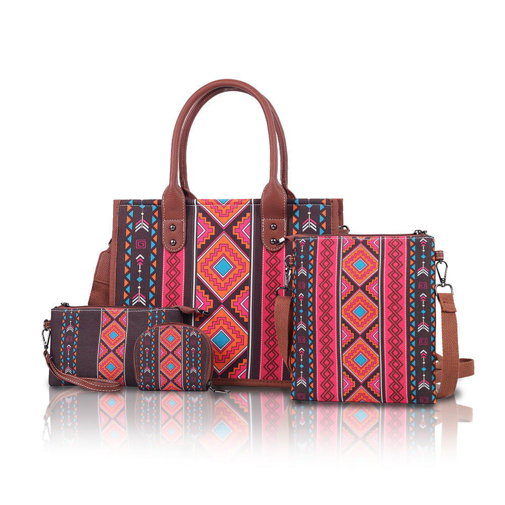 Wholesale Bohemian ethnic style mother-and-child tote bag four-piece set