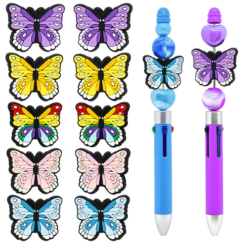 Wholesale Random 100pcs Flower Butterfly Beaded Children' s Pendant Decoration Focal Beads