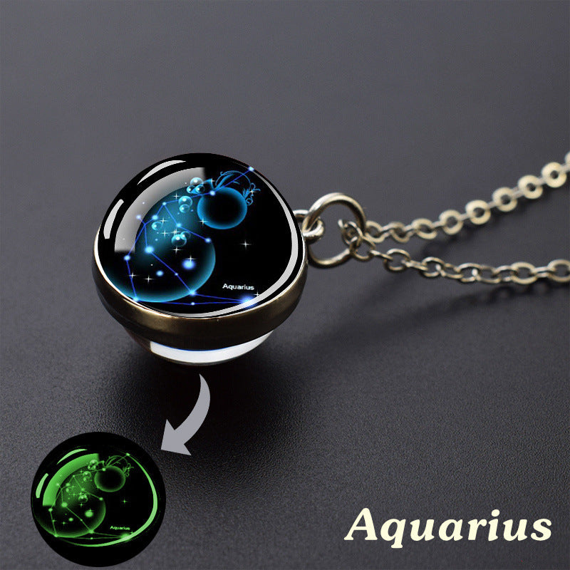 Wholesale Luminous Zodiac Starry Sky Glass Ball Necklace