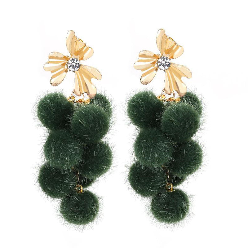 Wholesale Plush Long Tassel Earrings
