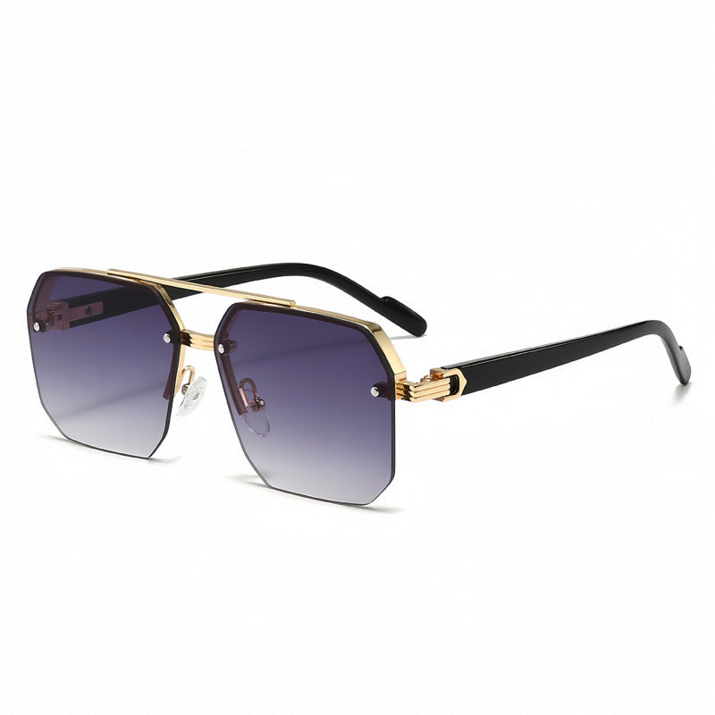 Wholesale Men's driving big face thin UV protection half frame sunglasses