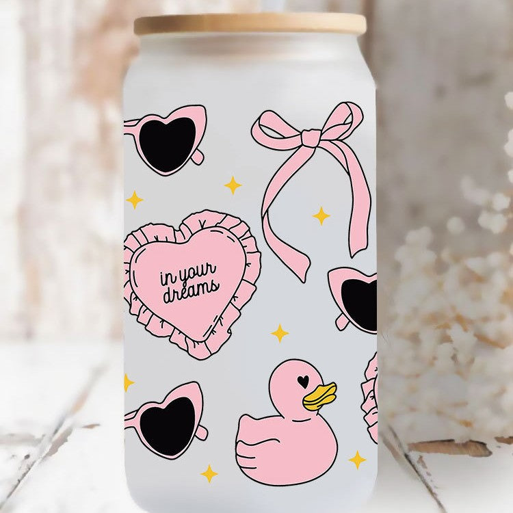 Wholesale UV transfer sticker glass cup crystal label crystal sticker 16OZ UV DTF WRAPS