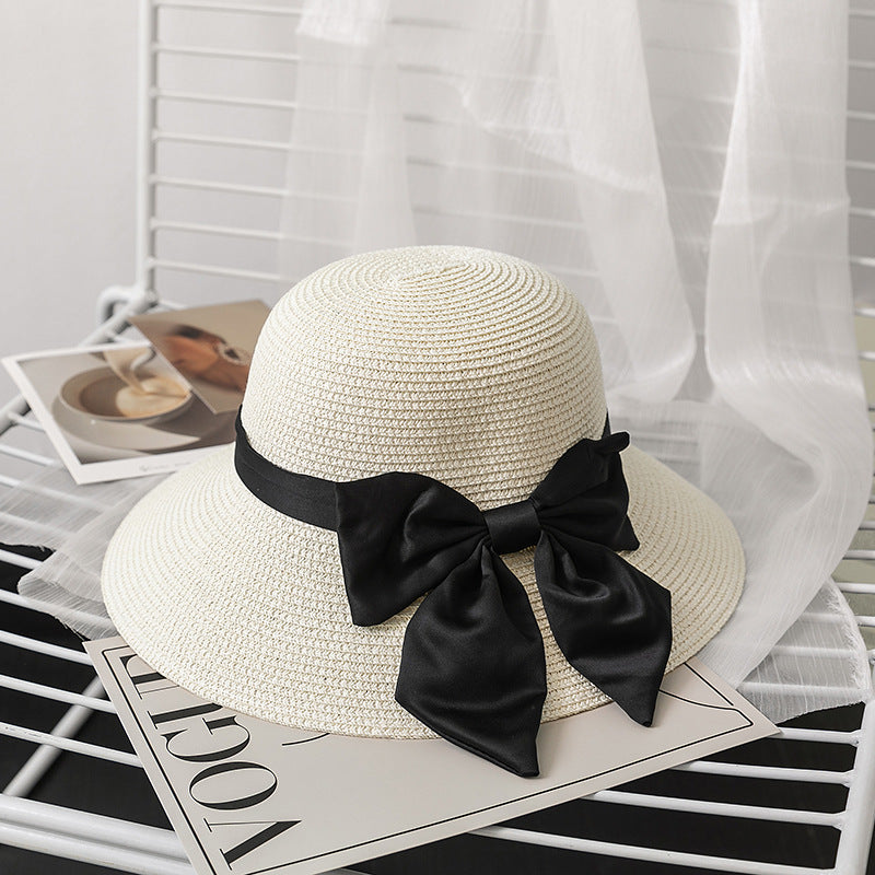Wholesale Bow Scarf Straw Hat Sunshade Fisherman's Hat